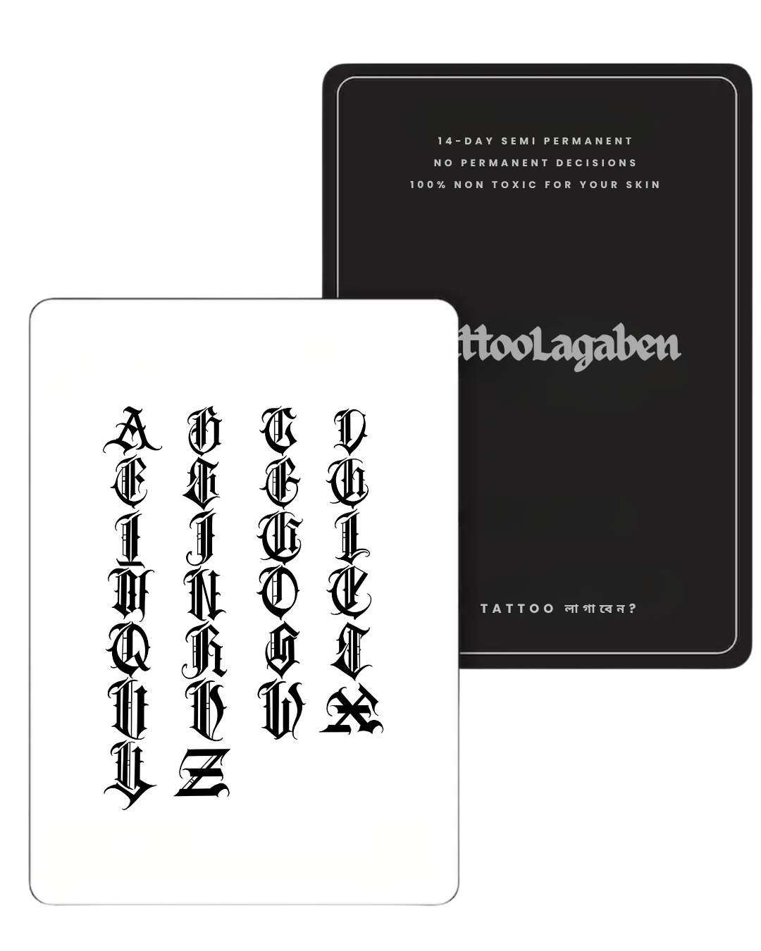 Semi Permanent Tattoo Pack- Alphabets 02